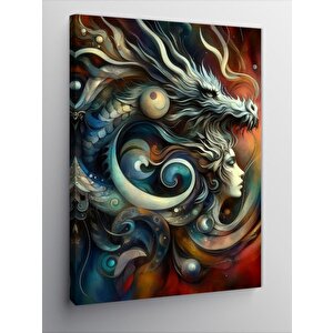 Kanvas Tablo Ejderha Ve Kadın 50x70 cm