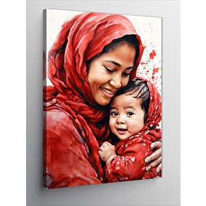 Kanvas Tablo Endonezyalı Kadın Ve Çocuk 50x70 cm
