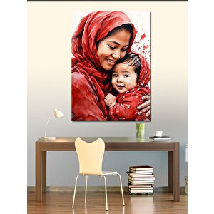 Kanvas Tablo Endonezyalı Kadın Ve Çocuk 50x70 cm