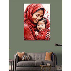 Kanvas Tablo Endonezyalı Kadın Ve Çocuk 50x70 cm