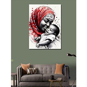 Kanvas Tablo Afrikalı Kadın Ve Çocuğu 70x100 cm