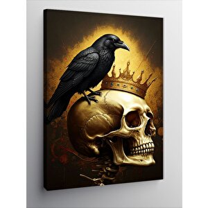 Kanvas Tablo Taçlı Kurukafa Ve Karga 50x70 cm