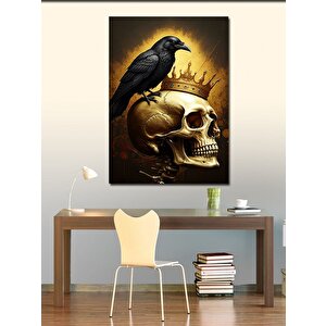Kanvas Tablo Taçlı Kurukafa Ve Karga 50x70 cm