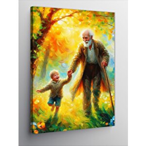 Kanvas Tablo Dede Ve Çocuk 100x140 cm