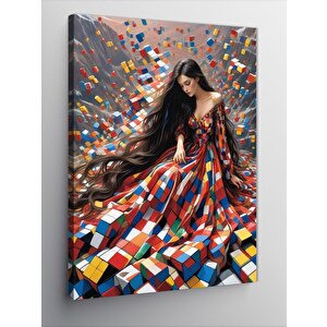 Kanvas Tablo Rubik Küpler Ve Kadın 70x100 cm