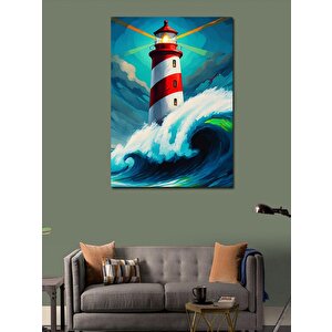 Kanvas Tablo Deniz Feneri Dalgası 70x100 cm