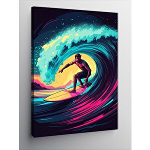 Kanvas Tablo Dev Dalga Üzerinde Sörfçü 70x100 cm