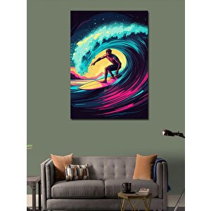 Kanvas Tablo Dev Dalga Üzerinde Sörfçü 70x100 cm