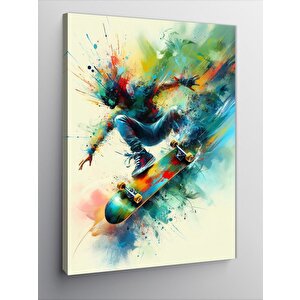Kanvas Tablo Patlayan Renkler Ve Kaykay 70x100 cm