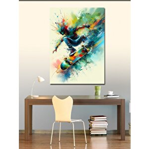 Kanvas Tablo Patlayan Renkler Ve Kaykay 70x100 cm