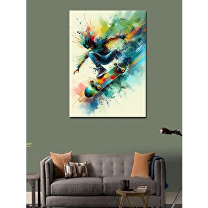Kanvas Tablo Patlayan Renkler Ve Kaykay 70x100 cm