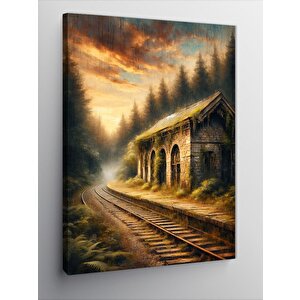 Kanvas Tablo Terk Edilmiş Tren Yolu 50x70 cm