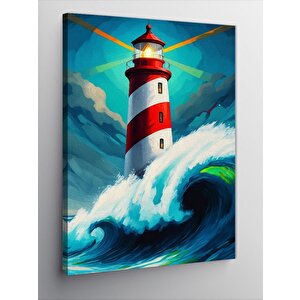 Kanvas Tablo Deniz Feneri Dalgası 100x140 cm