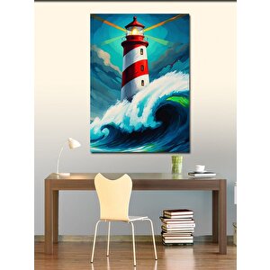 Kanvas Tablo Deniz Feneri Dalgası 100x140 cm