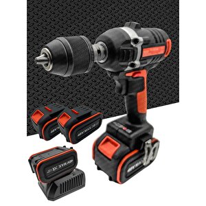 Moonshop Darbeli Kömürsüz Motor Çift Akülü Şarjlı Somun Bijon Sıkma Sökme Makinası Matkap Uçlu...