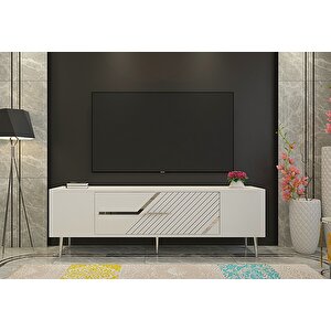 Dekolp5ct Tv Sehpasi Beyaz-Gümüş Beyaz-Gümüş