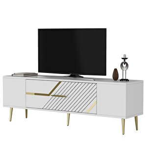 Dekolp5ct Tv Sehpasi Beyaz-Altın
