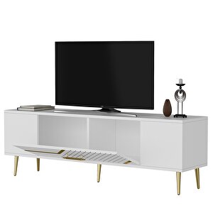 Dekolp5ct Tv Sehpasi Beyaz-Altın