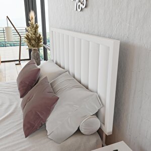 Hüma Model Beyaz Renk Ahşap Tek Başlık ( Di̇key ) 200 cm