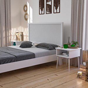Ebruli Model Beyaz Renk Ahşap Tek Başlık ( Di̇key ) 120 cm