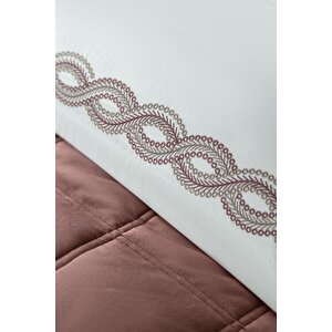 Çi̇ft Ki̇şi̇li̇k Saten Nevresi̇m Yorgan Set Barones Rose - Yatak Ortusu