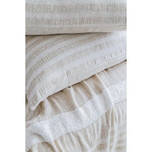 Çi̇ft Ki̇şi̇li̇k Keten Yatak Örtüsü Set Brulee White - Yatak Ortusu