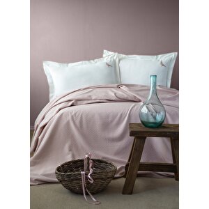 Çi̇ft Ki̇şi̇li̇k Nakişli Luks Pike Set Pure Blush - Nevresimli Pike Takimi