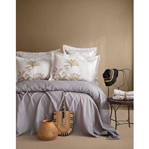 Çi̇ft Ki̇şi̇li̇k Bambu Pike Set Noble Gri - Nevresimli Pike Takimi