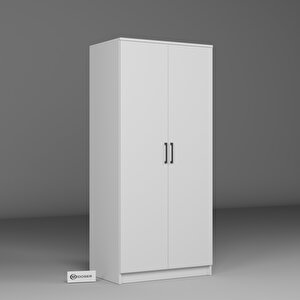 Kardelen Serisi 80 Cm Mat Beyaz 2 Kapılı 4 Raflı Elbise Dolabı