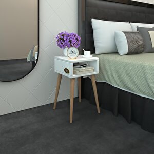 Komodin Antero Byz 60*40*40 Ahşap Ayaklı Komidin Kitaplık Beyaz