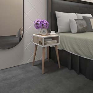 Komodin Antero Crd 60*40*40 Ahşap Ayaklı Komidin Kitaplık Beyaz