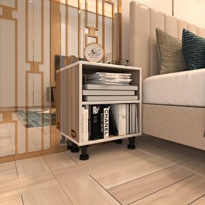 Komodin Matti Crd 48*40*40 Ayarlı Ayaklı Komidin Kitaplık 48 mm Beyaz