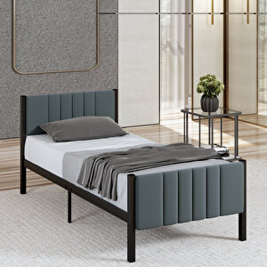Lotus Metal Karyola 90x190 Cm Kapitone Başlıklı Antrasit Renk