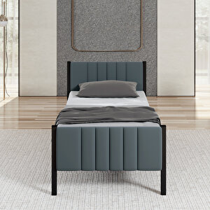 Lotus Metal Karyola 90x190 Cm Kapitone Başlıklı Antrasit Renk