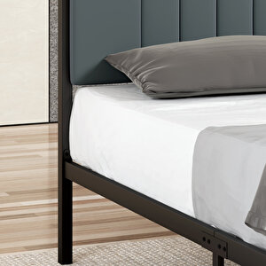 Lotus Metal Karyola 90x190 Cm Kapitone Başlıklı Antrasit Renk