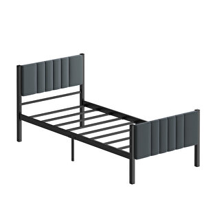 Lotus Metal Karyola 90x190 Cm Kapitone Başlıklı Antrasit Renk