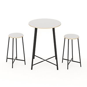 Oval 2 Kişilik Yemek Masası Bar Masası Mutfak Beyaz 1527