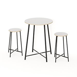 Oval 2 Kişilik Yemek Masası Bar Masası Mutfak Beyaz 1527