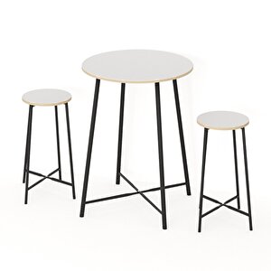 Oval 2 Kişilik Yemek Masası Bar Masası Mutfak Beyaz 1527