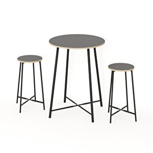 Oval 2 Kişilik Yemek Masası Bar Masası Mutfak Füme 1528