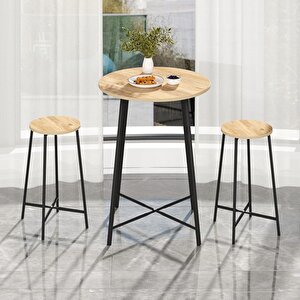 Oval 2 Kişilik Yemek Masası Bar Masası Mutfak Çam 1526
