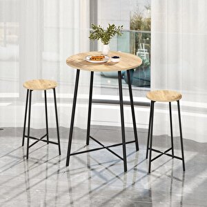 Oval 2 Kişilik Yemek Masası Bar Masası Mutfak Çam 1526