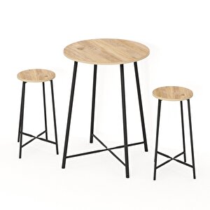 Oval 2 Kişilik Yemek Masası Bar Masası Mutfak Çam 1526
