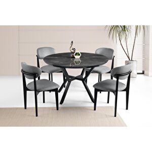 Roza Norte Yuvarlak Highgloss Mutfak Masa Sandalye Takımı 120cm