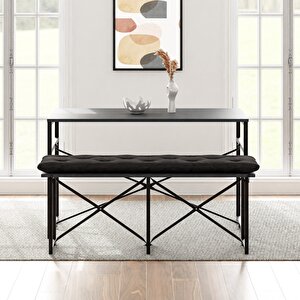 Masa Takımı Bench Bank Minderli Masa Seti 120x60 Mutfak Ve Yemek Masası Füme 1564