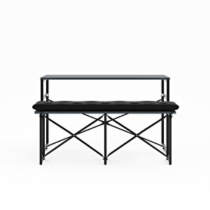 Masa Takımı Bench Bank Minderli Masa Seti 120x60 Mutfak Ve Yemek Masası Füme 1564