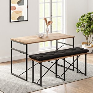 Masa Takımı Bench Bank Minderli Masa Seti 120x60 Mutfak Ve Yemek Masası Çam 1562