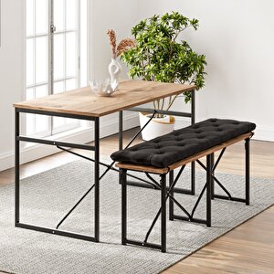 Masa Takımı Bench Bank Minderli Masa Seti 120x60 Mutfak Ve Yemek Masası Çam 1562