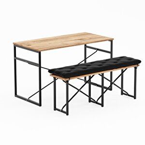 Masa Takımı Bench Bank Minderli Masa Seti 120x60 Mutfak Ve Yemek Masası Çam 1562