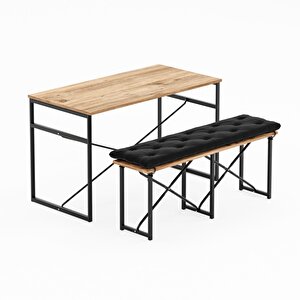 Masa Takımı Bench Bank Minderli Masa Seti 120x60 Mutfak Ve Yemek Masası Çam 1562